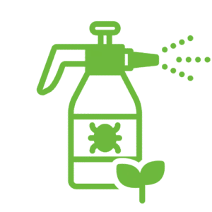 Chlorpyrifos pesticide spray bottle featuring an insect and a plaint's leaves.